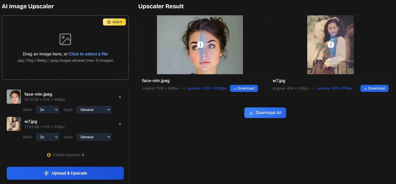 Start Upscaling Click the upscale button
